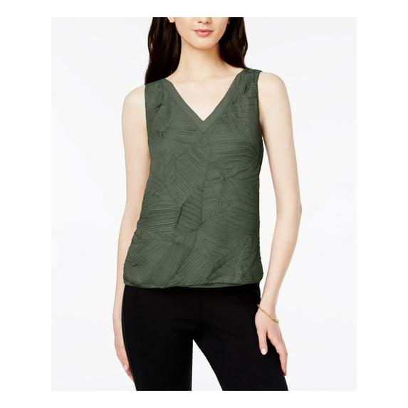 bar III Womens Textured Knit Blouse, Green, X-Small