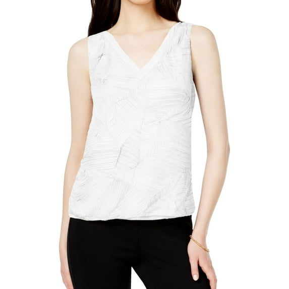 bar III Womens Textured Knit Blouse, White, XX-Large