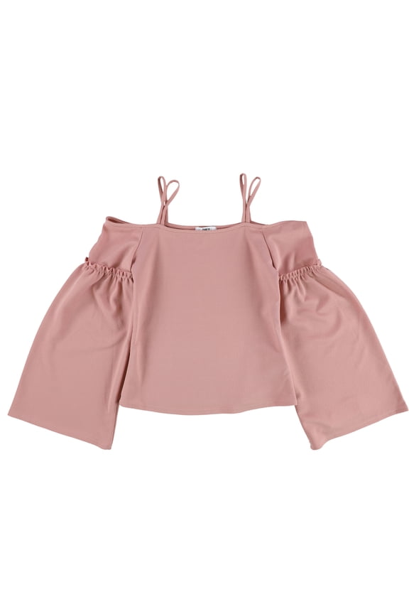 Womens Textured Off the Shoulder Blouse, Pink, Large