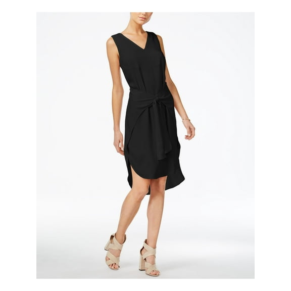 bar III Womens Tie Front Shift Dress, Black, Small