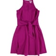 thumbnail image 1 of bar III Womens Tie Waist Halter A-line Dress, Pink, Medium, 1 of 2