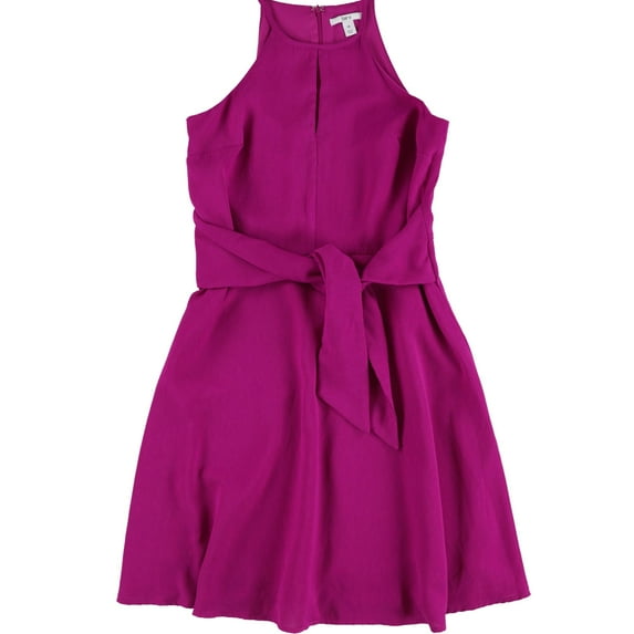 bar III Womens Tie Waist Halter A-line Dress, Pink, X-Large
