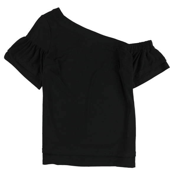 bar III Womens Tiered One Shoulder Blouse, Black, X-Small