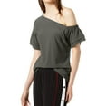thumbnail image 1 of bar III Womens Tiered One Shoulder Blouse, Green, Small, 1 of 2