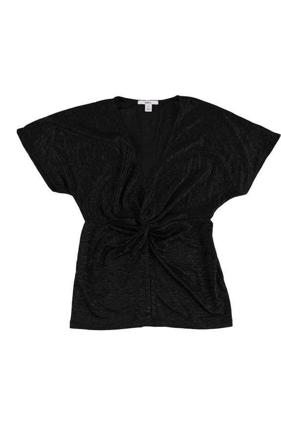 Womens Twist Front Basic T-Shirt, Black, X-Large