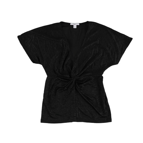 bar III Womens Twist Front Basic T-Shirt, Black, XX-Large