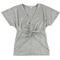thumbnail image 1 of bar III Womens Twist Front Basic T-Shirt, Metallic, Large, 1 of 2
