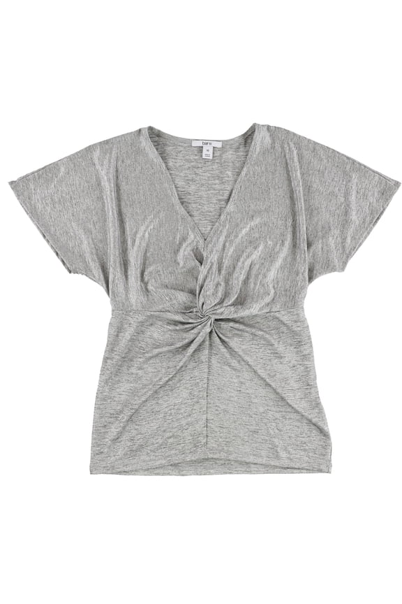 Womens Twist Front Basic T-Shirt, Metallic, Medium