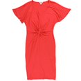 thumbnail image 1 of bar III Womens Twist Front Sheath Shirt Dress, Orange, Small, 1 of 2