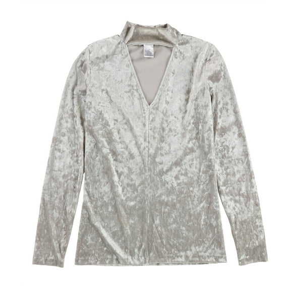 bar III Womens Velvet Pullover Blouse, Grey, Small