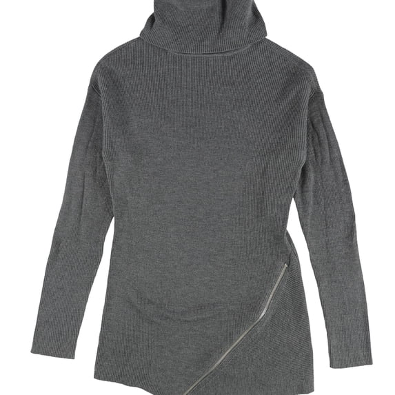 bar III Womens Zipper Tunic Sweater, Grey, XX-Large