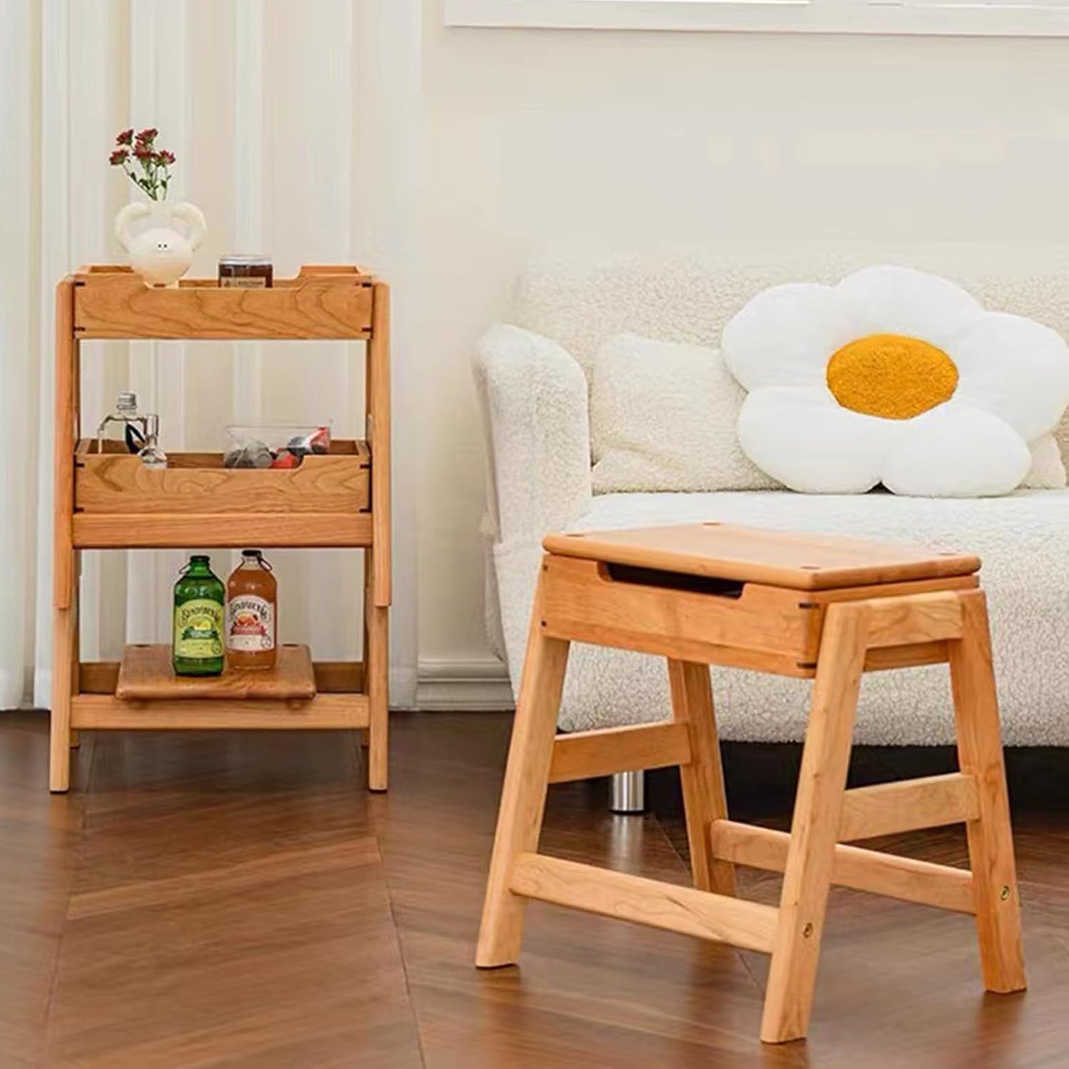 bar stools, wooden stool, stackable 18 inch stool, backless vanity ...