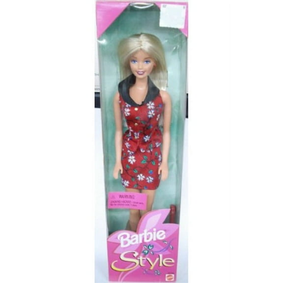 Barbie Style Fashion Avenue Doll Red Floral Dress 1998 Mattel 20766