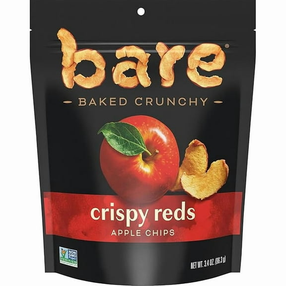 bare Baked Crunchy Apple Chips, Fujis & Reds, 3.4oz Bag( Pack of 2 )