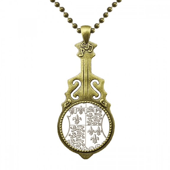 baroque art black white lion shield necklace antique guitar jewelry music pendant