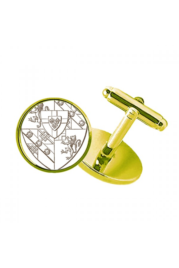 baroque lion shell shield illustration pattern studded business metal cufflinks en