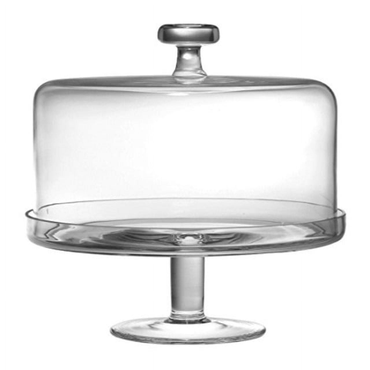 Handmade Clear Glass Pedestal Cake Plate with Dome, 12" Height