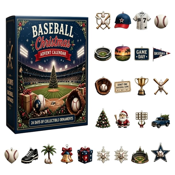 baseball Lover Advent Calendar 2026, 24 Days Christmas Countdown, Mystery Countdown Reveal Bundle, Surprise Unboxing Collectible Pack for baseball Fans and Family