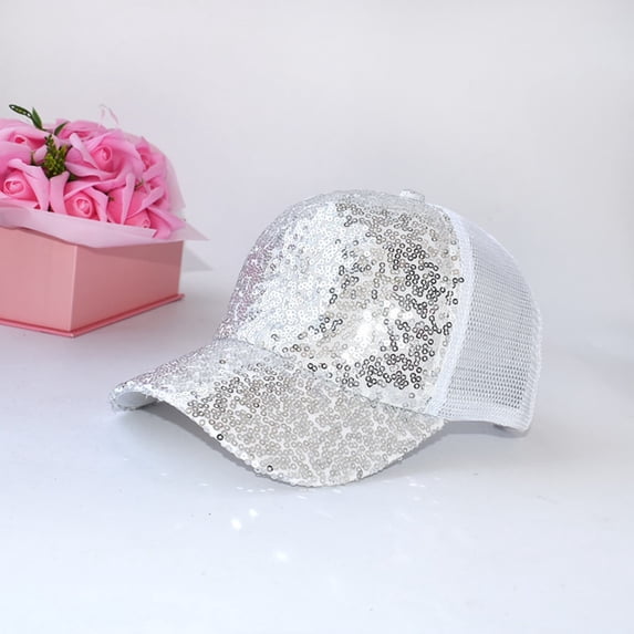Baseball Cap Baseball Cap Glitter Sequined Adjustable Mesh Back Sports Hat forWomen Men Fashion Casual Sun Hat Glitter Hat