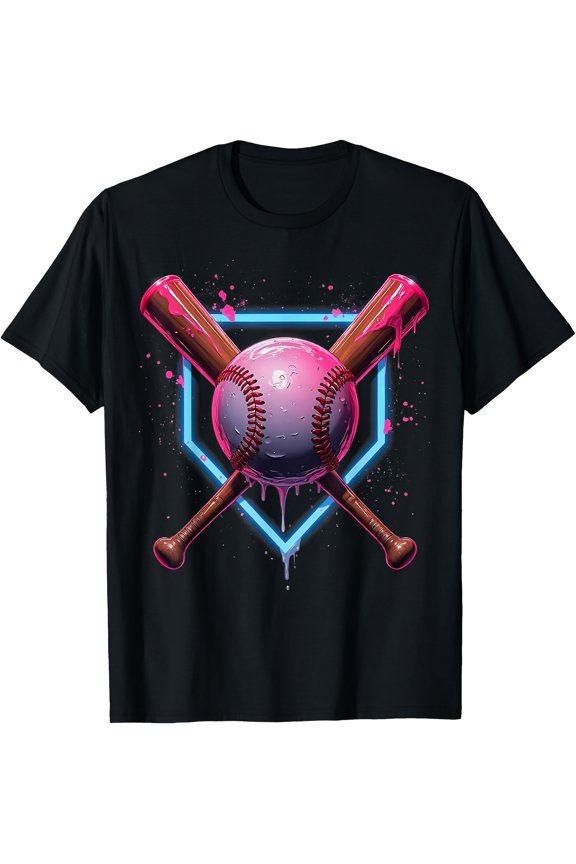 baseball drip t shirt same style for men and women summer short sleeved vintage crew neck stretch fabric regular for drawing pattern