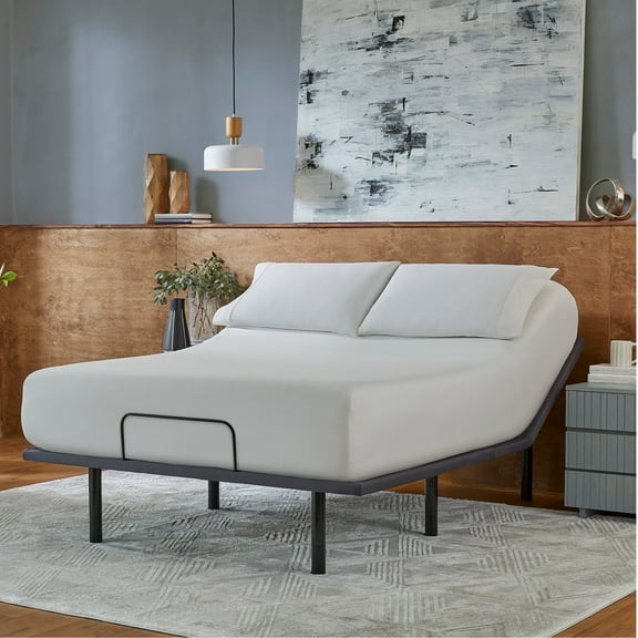 baselogic Silver Adjustable Base -Queen - LCD Wireless Remote - Head and Foot Adjustable - Adjustable Legs