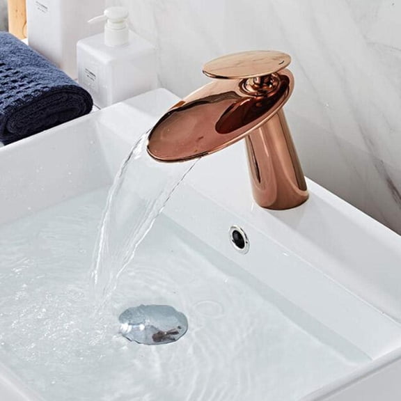 basin mixer tap waterfall bathroom sink taps Brass hot and cold single hole basin faucet toilet washbasin bathroom faucet-Golden
