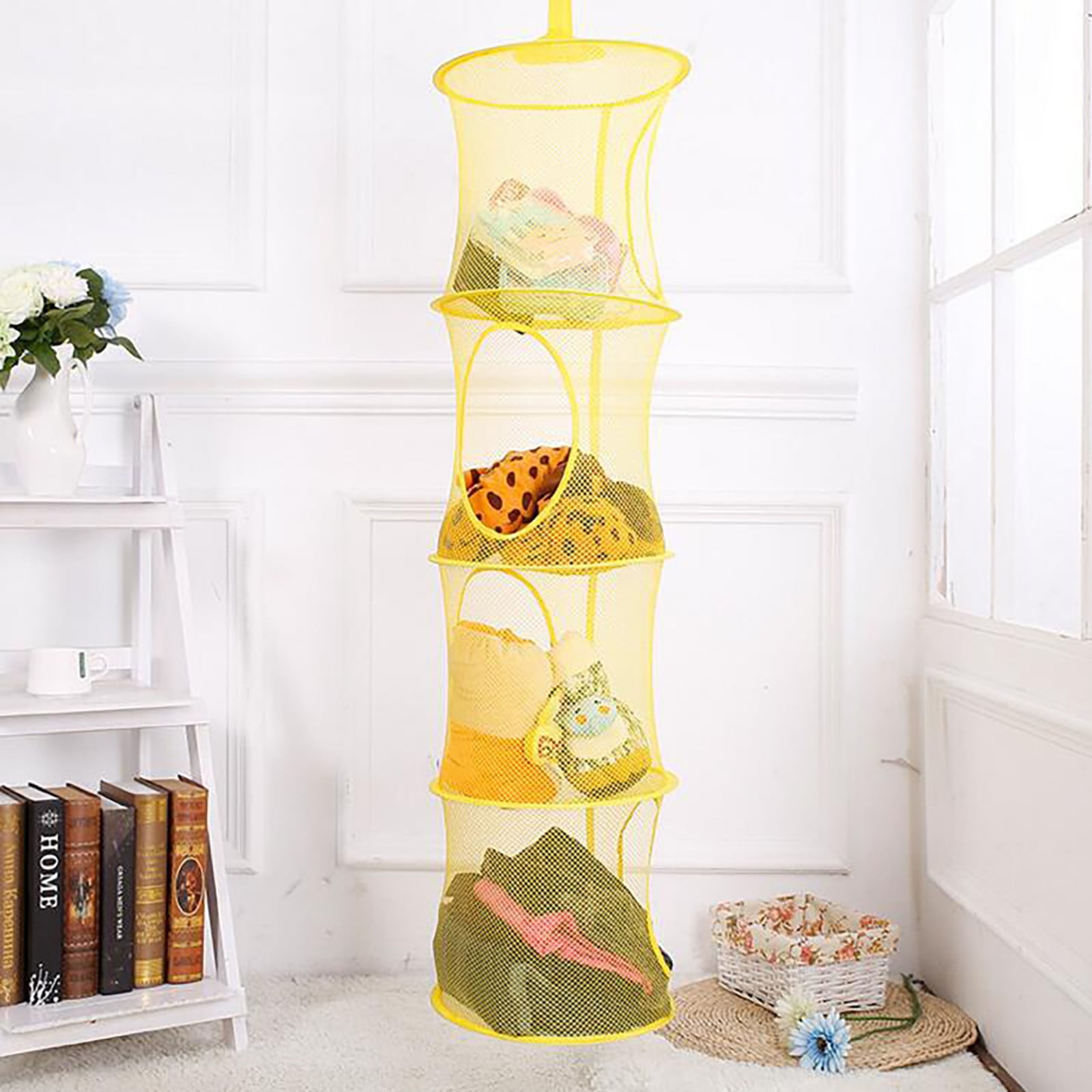basket Yellow fourgrid storage breathable basket toy basket hanging