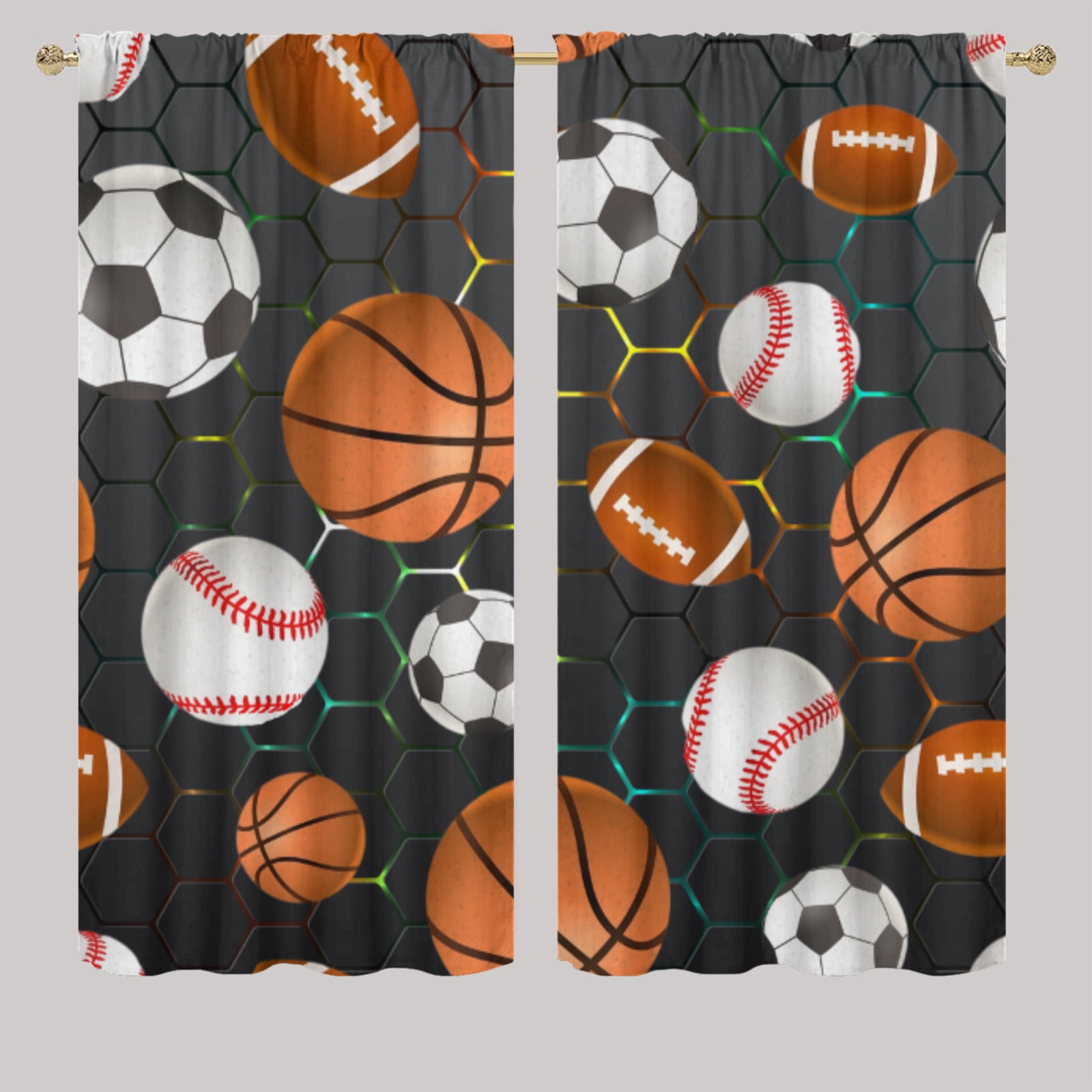 basketball Printed Blackout Curtains for Bedroom Soccer football ...