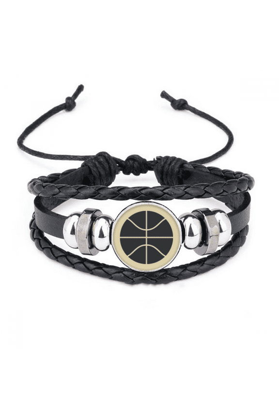 basketball sport simple geometry pattern bracelet braided leather woven wristband