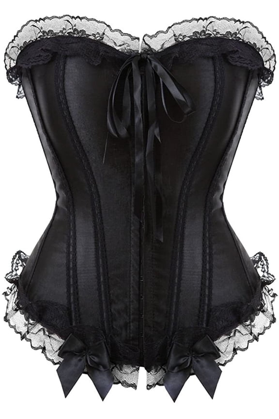 basques and corsets for women lace overbust corset lingerie top victorian burlesque costume halloween Black 6XL