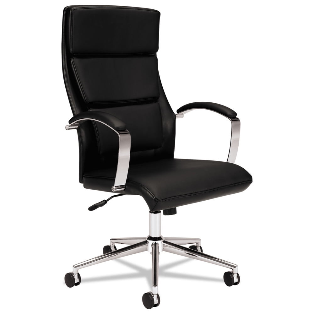 basyx VL105 Series Executive High-Back Chair, Black Leather