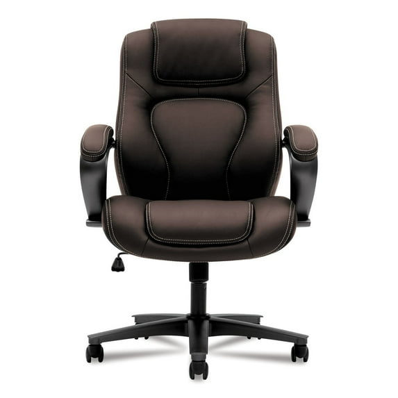 basyx VL402 Series Executive High-Back Chair, Brown Vinyl