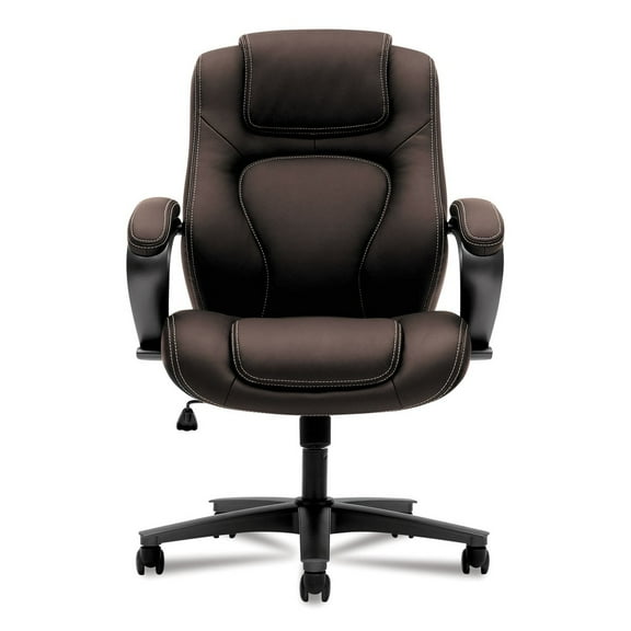 basyx VL402 Series Executive High-Back Chair, Brown Vinyl