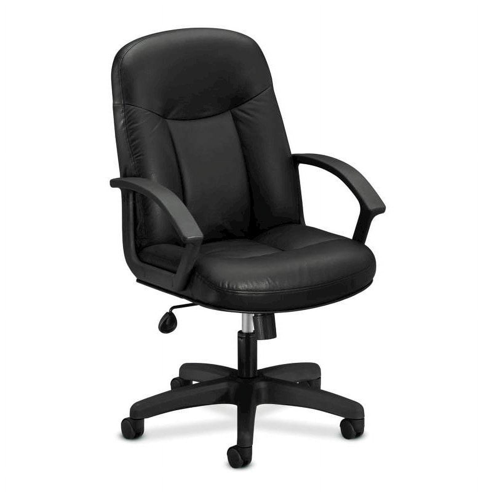 Elite Executive High-Back Black Leather Swivel Chair with Metal Base