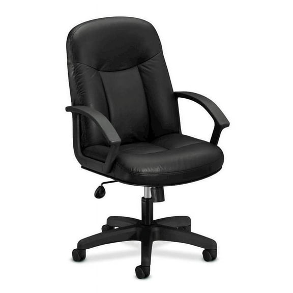 basyx VL601 Series Leather High-Back Swivel/Tilt Chair, Metal, 26 x 33 1/2 x 43, Black