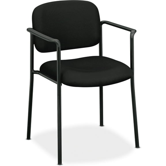 basyx VL616 Series Stacking Guest Chair with Arms, Black Fabric