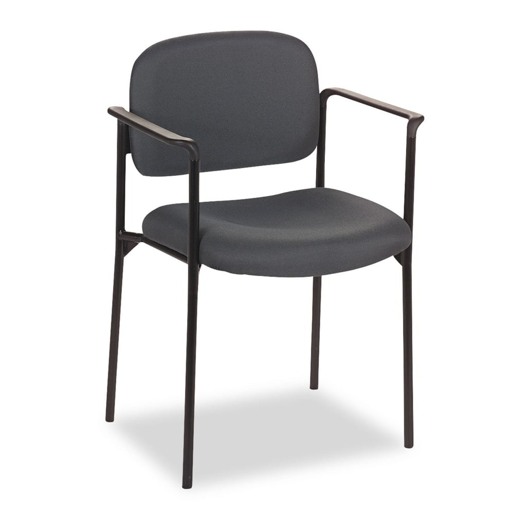 basyx VL616 Series Stacking Guest Chair with Arms, Charcoal Fabric