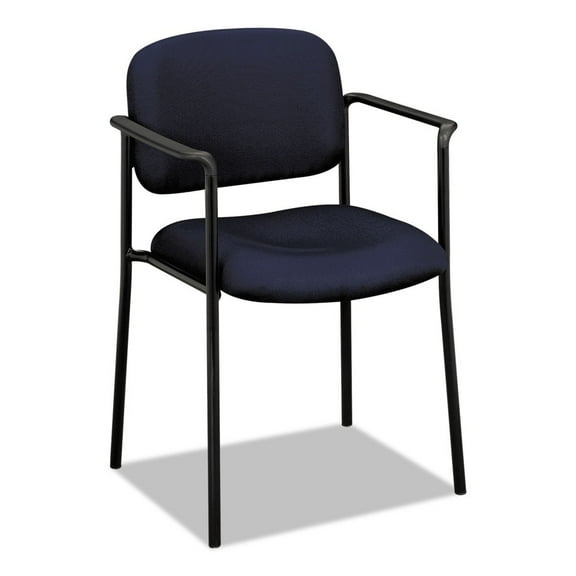 basyx VL616 Series Stacking Guest Chair with Arms, Navy Fabric