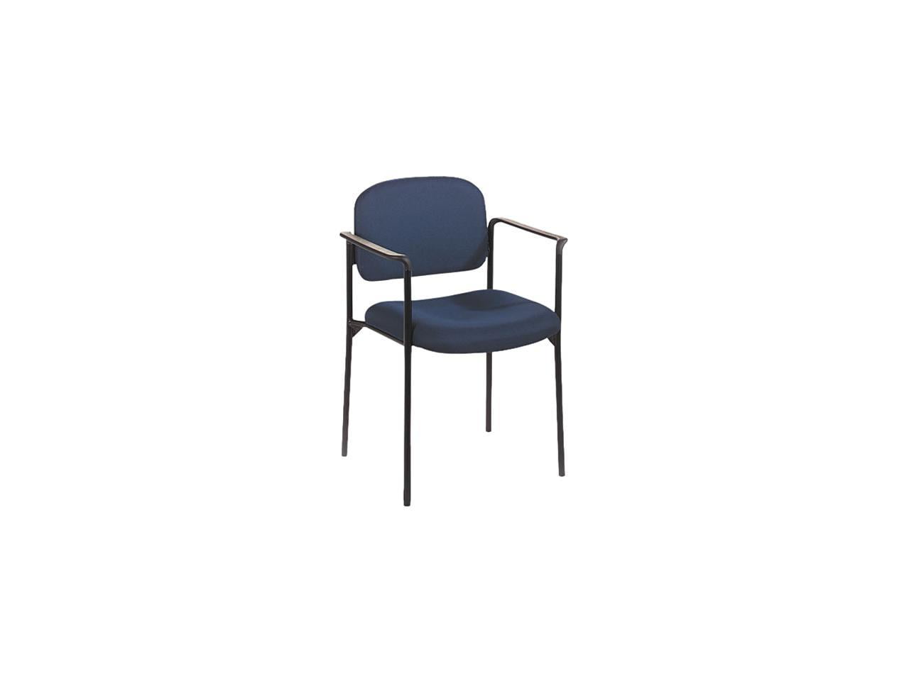Navy Fabric Mid-Back Stackable Metal Guest Chair with Fixed Arms