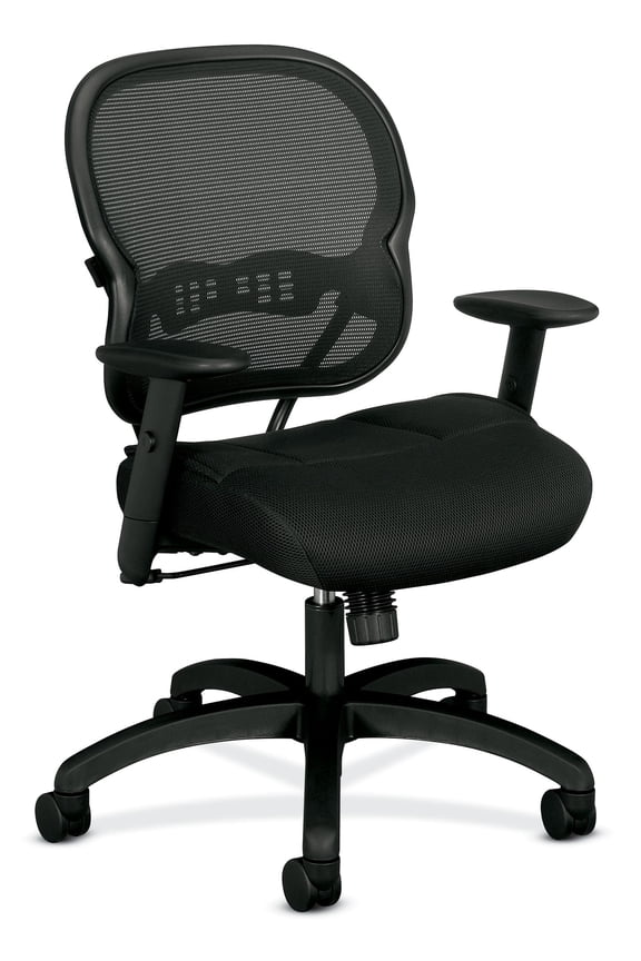 basyx VL712 Series Mid-Back Swivel/Tilt Work Office Chair, Black Mesh