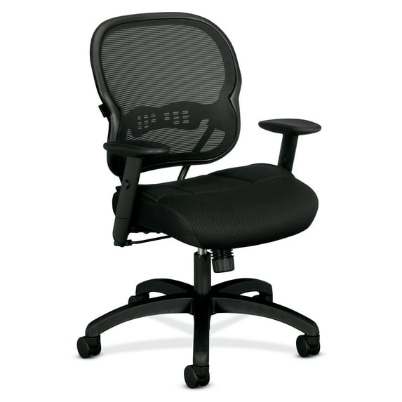 basyx VL712 Series Mid-Back Swivel/Tilt Work Office Chair, Black Mesh