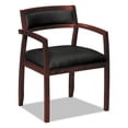 thumbnail image 1 of basyx VL850 Series Wood Guest Reception Waiting Room Chair w/Black Leather Seat/Upholstered Back, Mahogany, 1 of 2
