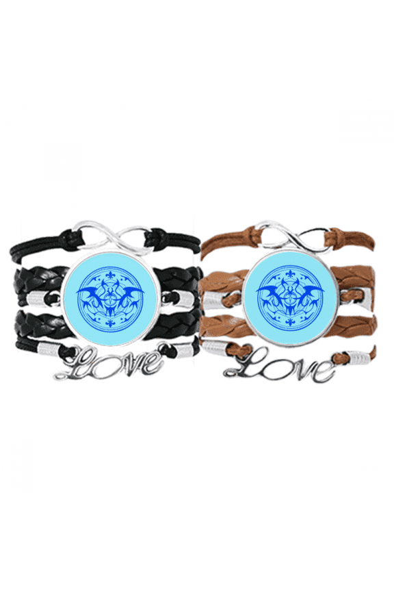 bat mattiness print bracelet hand strap leather wristband double set