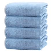 Bath Towels Set of 4, Large 28x 55 Bath Towels Highly Absorbent & Quick Dry, 100% Microfiber Bath Sheets, Soft Luxurious Towels for Bathroom Spa Hotel Gym, Blue