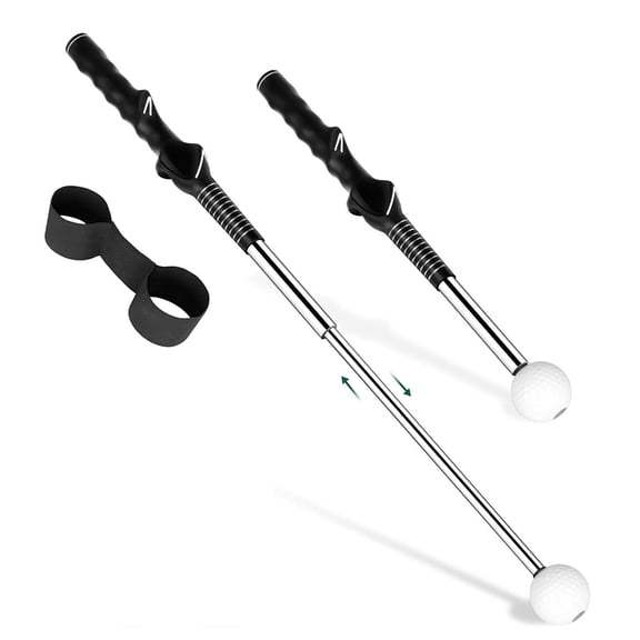 bathprove Golf Grip Swing Training Aid - Retractable Click Club Trainer Indoor Practice Warm Up Stick Flexible Telescopic Short Club Tempo Sound Release Trainer Devices