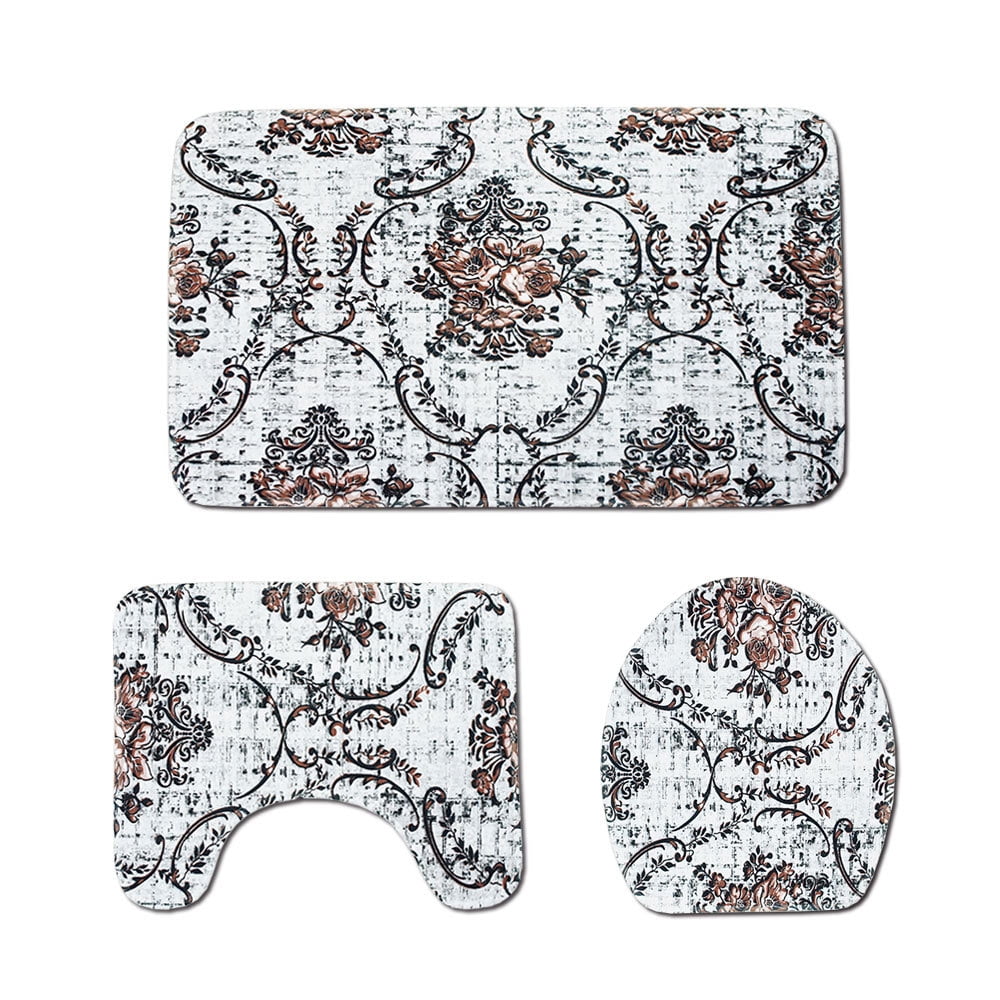 bathroom Set Sunshine White Clouds Flowing River Majestic Mountain Pine View Bathroom Carpet ...