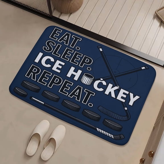 This bathroom mat features a circular ice hockey pattern, making it non-slip and quick-drying. Suitable for bathrooms, front doors, entrances, bedrooms, living rooms, and indoor/outdoor corridors.