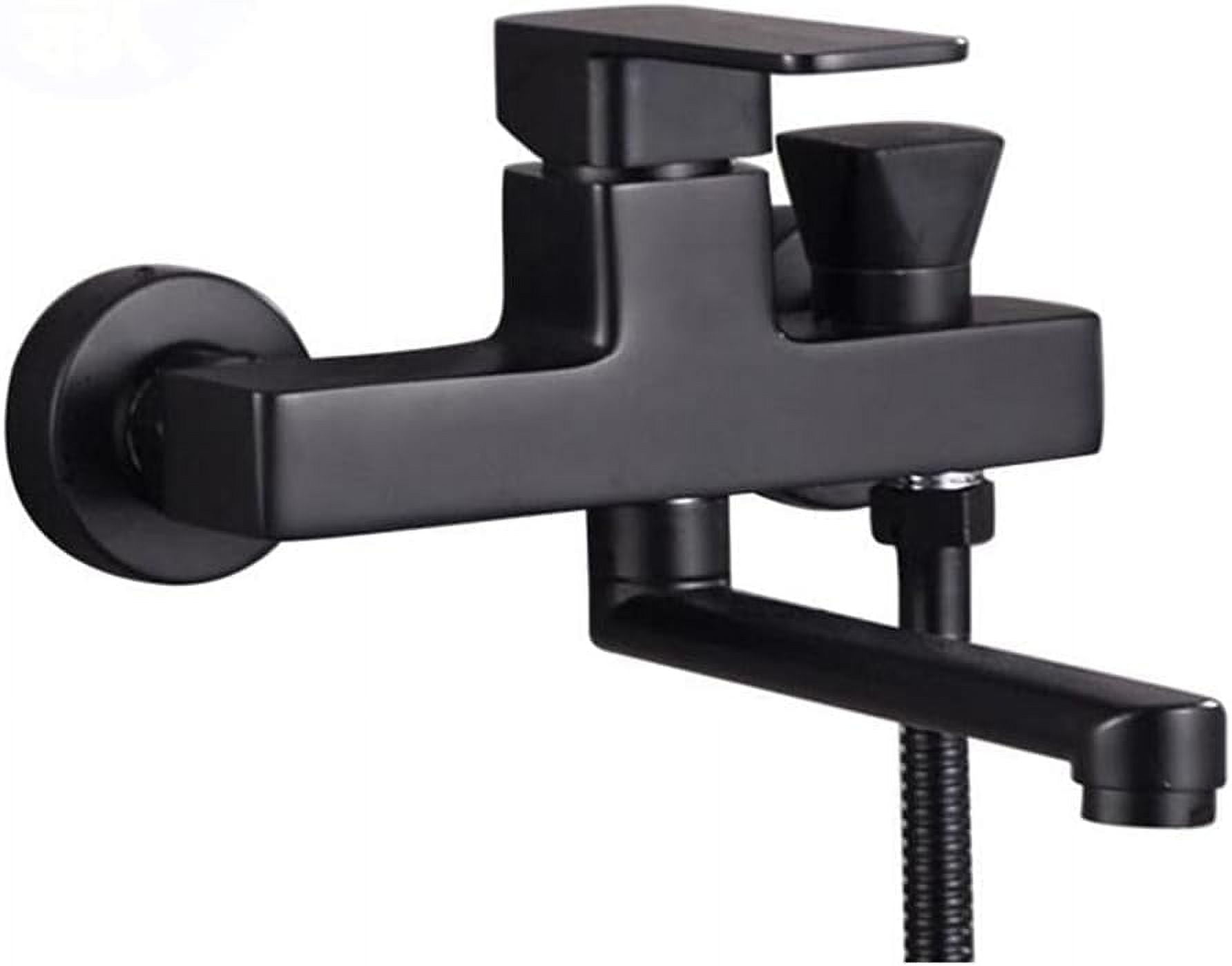 bathtub faucet Wall Mounted Bathtub Faucet with Shower Black Brass Rotating Shower Faucet Cold and Hot Water Double Hole Bath Tap-A