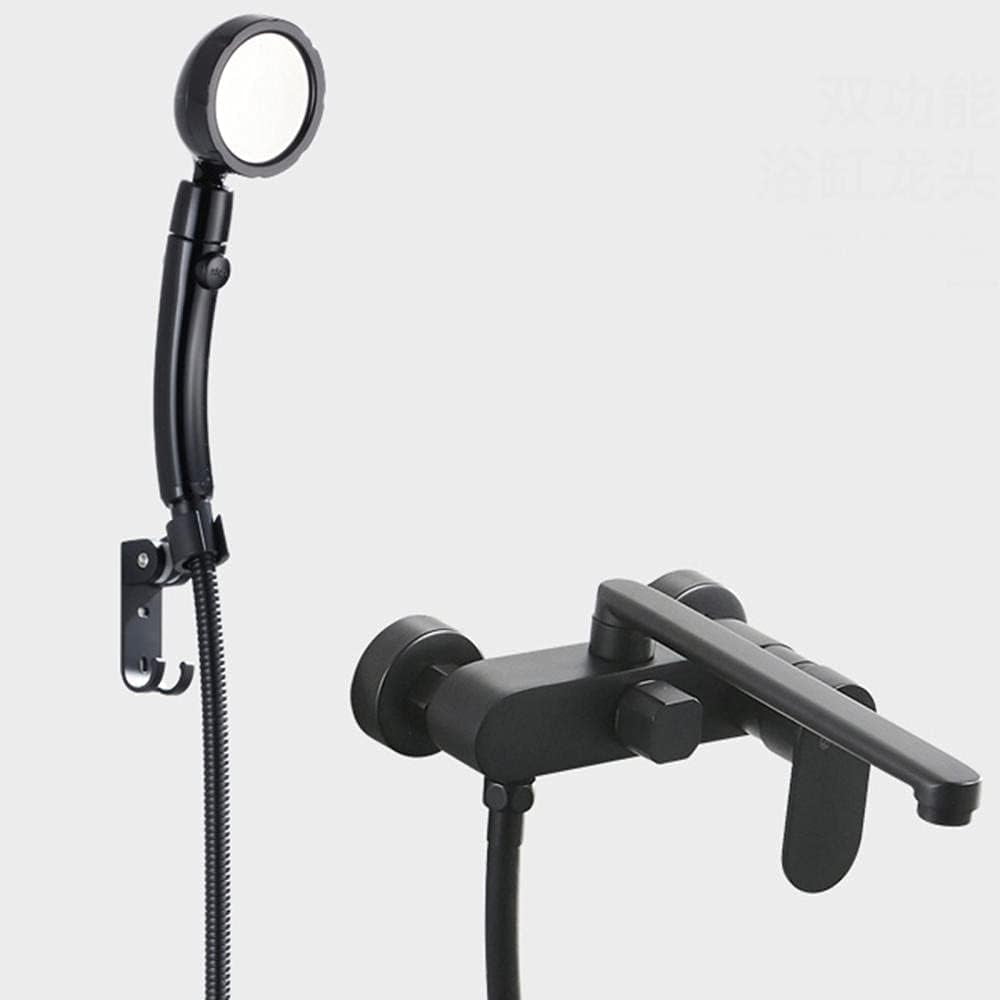 Black Waterfall Bathtub Faucet – Wall Mounted, Hot And Cold Water, With ABS Handheld Shower, Nickel Finish, For Modern Bathrooms