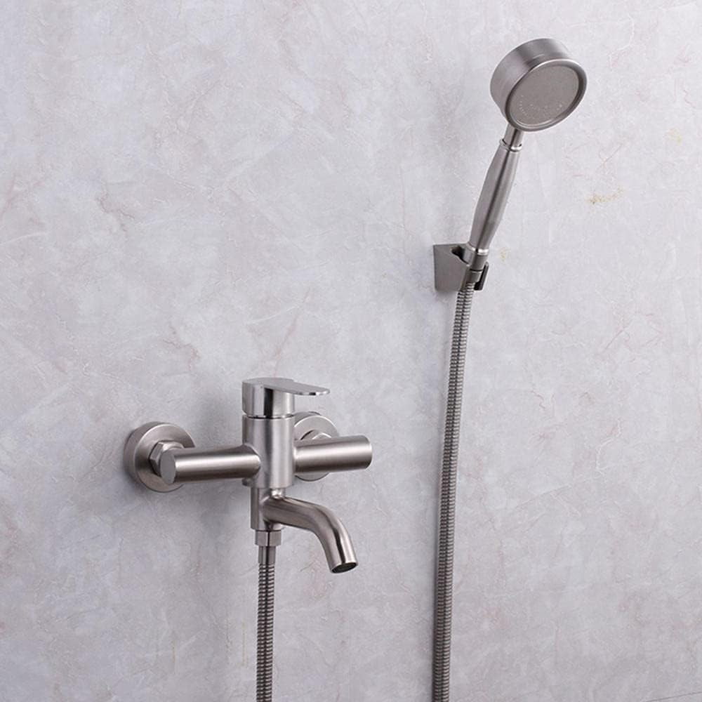 bathtub faucet Wall Mounted Bathtub Faucet with Shower Stainless Steel Shower Set Faucet Cold and Hot Water Multi-Function Bathroom Faucet Brushed-A